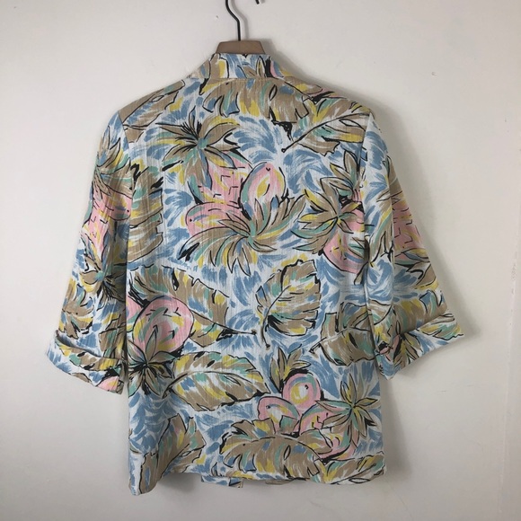 VINTAGE Pastel Palm Leaf Blazer - Picture 2 of 3